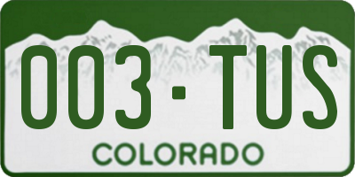 CO license plate 003TUS