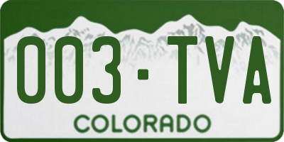 CO license plate 003TVA