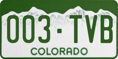 CO license plate 003TVB