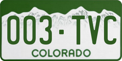 CO license plate 003TVC