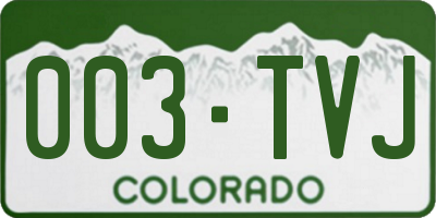 CO license plate 003TVJ