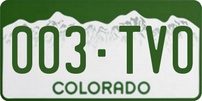 CO license plate 003TVO