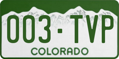 CO license plate 003TVP