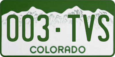CO license plate 003TVS