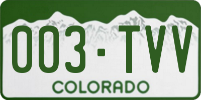CO license plate 003TVV