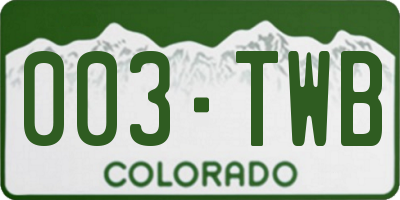 CO license plate 003TWB