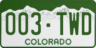 CO license plate 003TWD