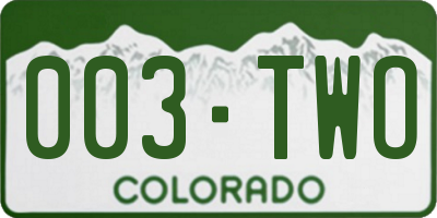 CO license plate 003TWO