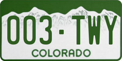 CO license plate 003TWY