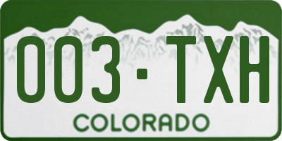 CO license plate 003TXH