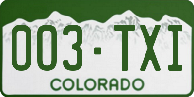 CO license plate 003TXI