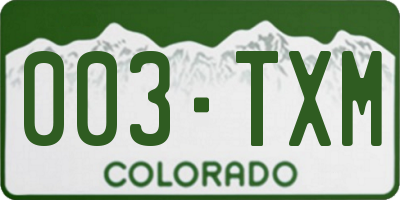 CO license plate 003TXM
