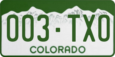 CO license plate 003TXO