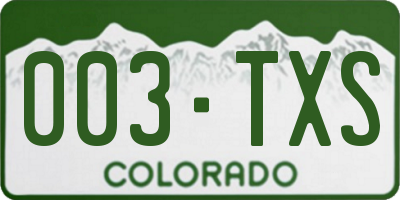 CO license plate 003TXS
