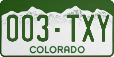 CO license plate 003TXY