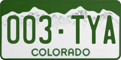 CO license plate 003TYA