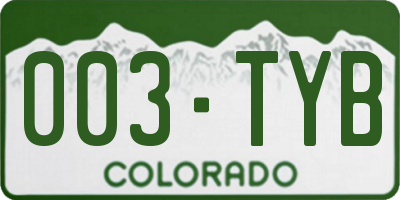 CO license plate 003TYB