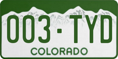 CO license plate 003TYD