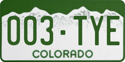 CO license plate 003TYE