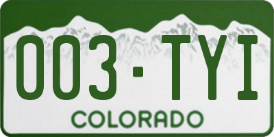 CO license plate 003TYI