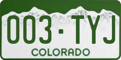 CO license plate 003TYJ