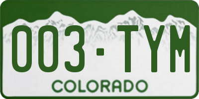 CO license plate 003TYM