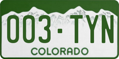 CO license plate 003TYN