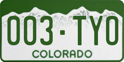 CO license plate 003TYO