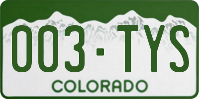 CO license plate 003TYS