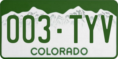 CO license plate 003TYV