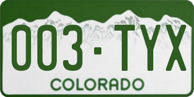 CO license plate 003TYX