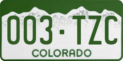 CO license plate 003TZC