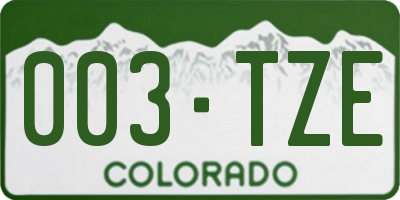 CO license plate 003TZE