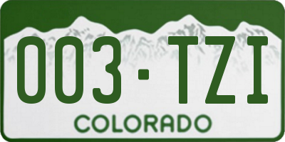 CO license plate 003TZI