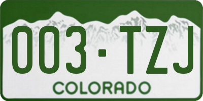 CO license plate 003TZJ