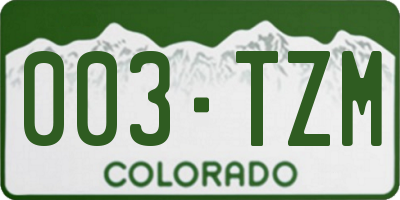 CO license plate 003TZM