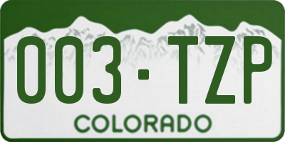 CO license plate 003TZP