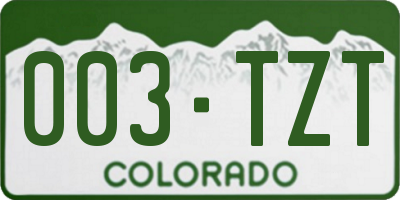 CO license plate 003TZT
