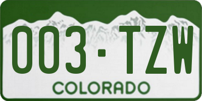 CO license plate 003TZW