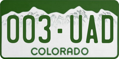 CO license plate 003UAD