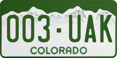 CO license plate 003UAK