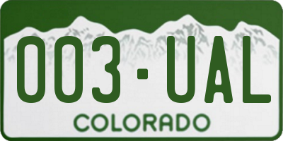 CO license plate 003UAL
