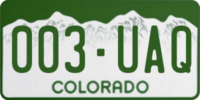 CO license plate 003UAQ