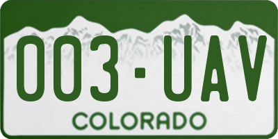 CO license plate 003UAV