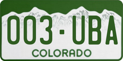 CO license plate 003UBA