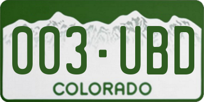 CO license plate 003UBD