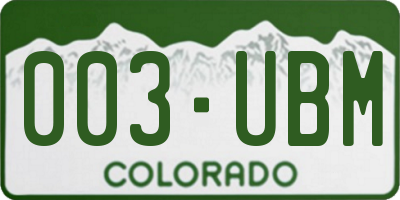 CO license plate 003UBM