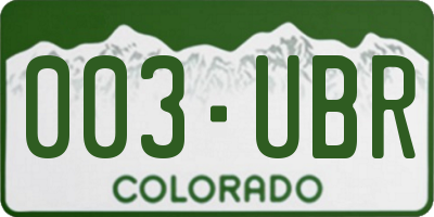 CO license plate 003UBR