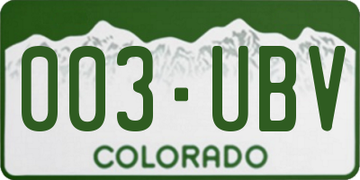 CO license plate 003UBV