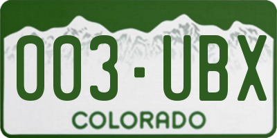 CO license plate 003UBX